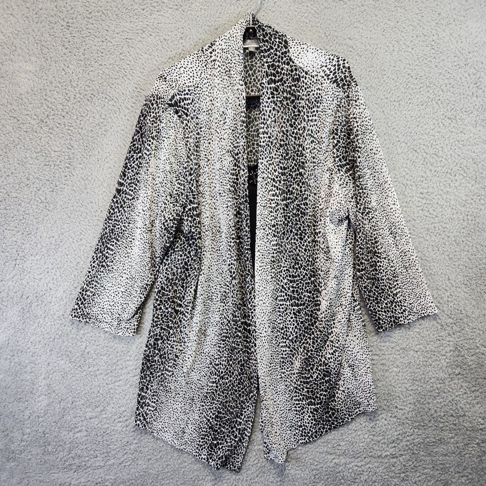 JM Collection Woman Animal Print Open Front Cardigan Womens‎ 3X Black White